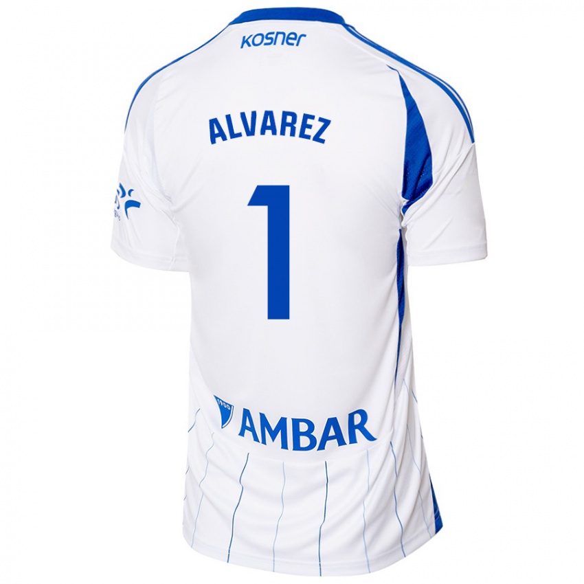 Hombre Camiseta Cristian Álvarez #1 Rojo Blanco 1ª Equipación 2024/25 La Camisa