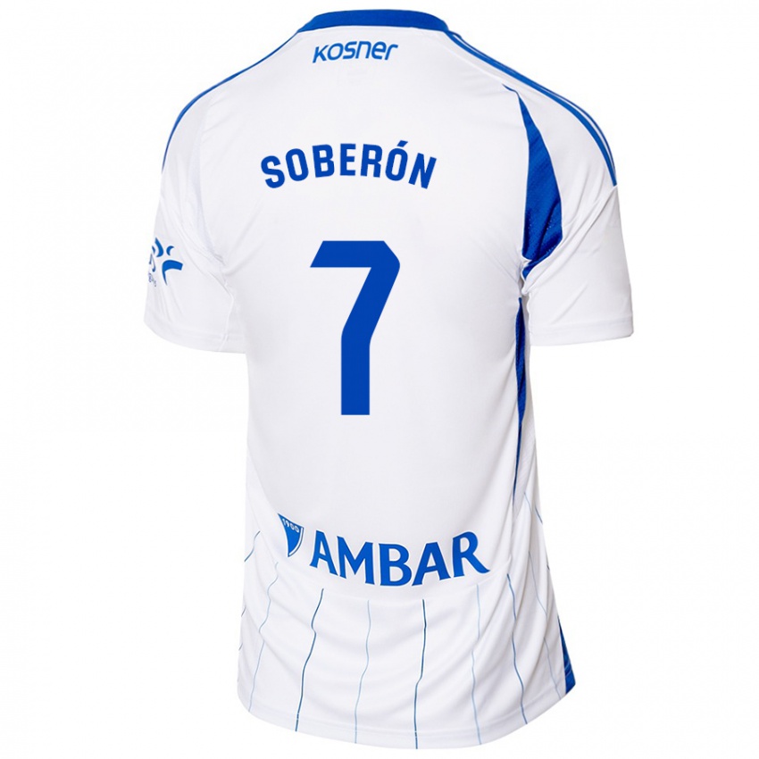 Hombre Camiseta Mario Soberón #7 Rojo Blanco 1ª Equipación 2024/25 La Camisa