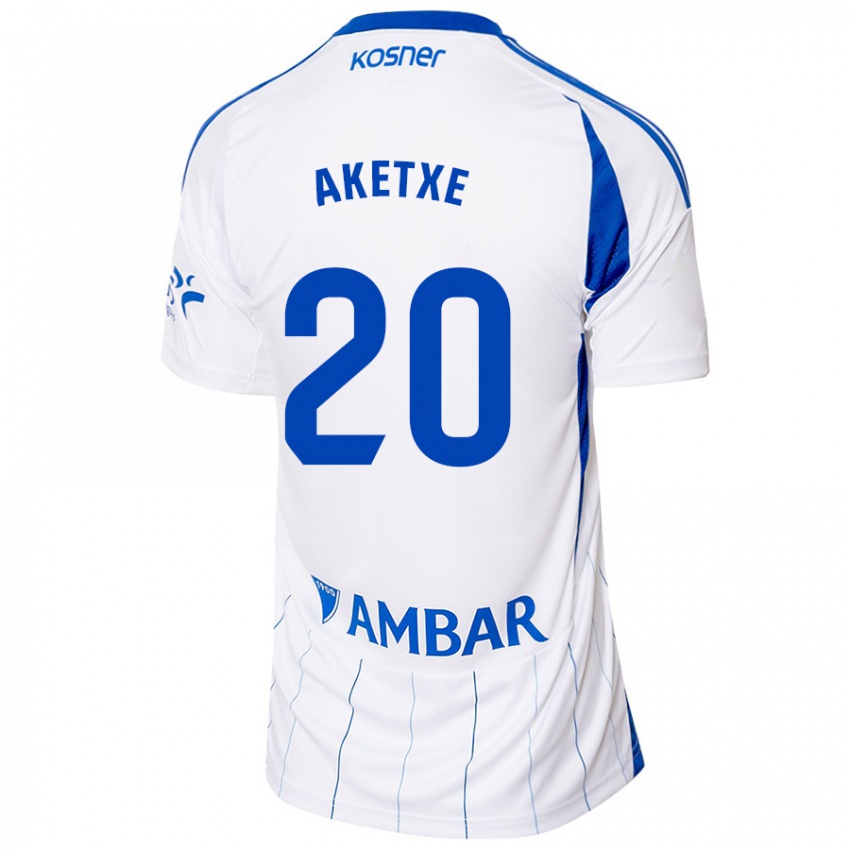 Hombre Camiseta Ager Aketxe #20 Rojo Blanco 1ª Equipación 2024/25 La Camisa