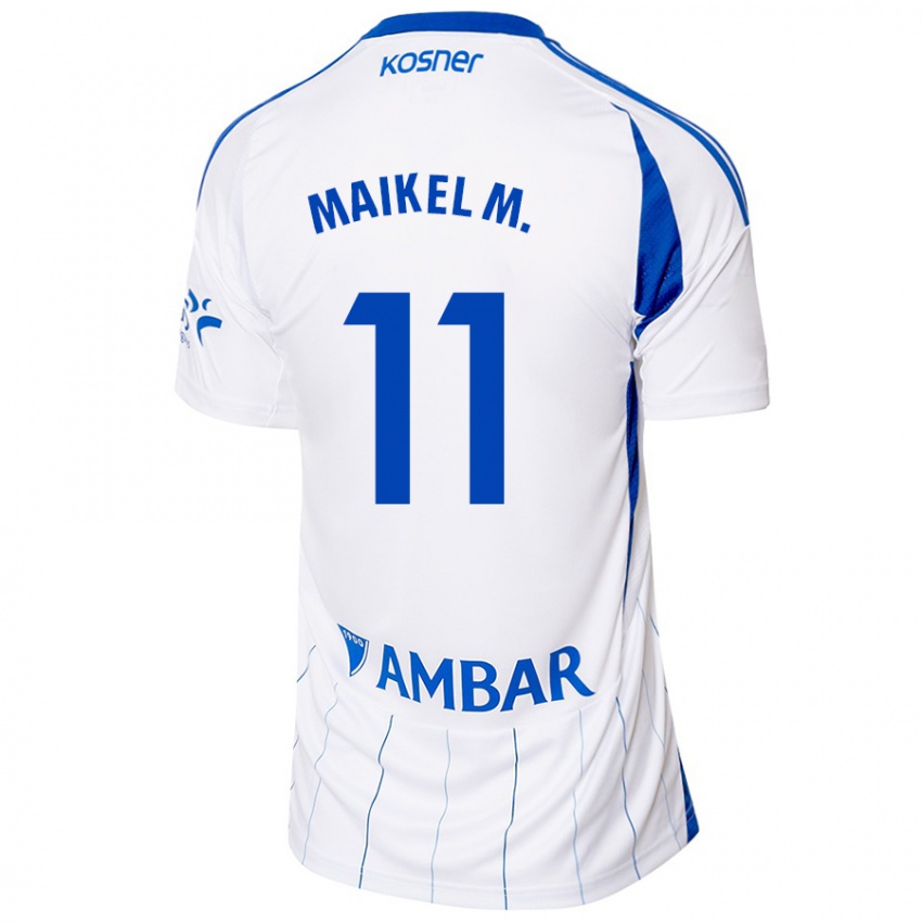 Hombre Camiseta Maikel Mesa #11 Rojo Blanco 1ª Equipación 2024/25 La Camisa