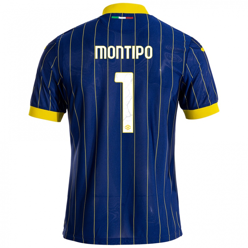 Hombre Camiseta Lorenzo Montipò #1 Azul Amarillo 1ª Equipación 2024/25 La Camisa