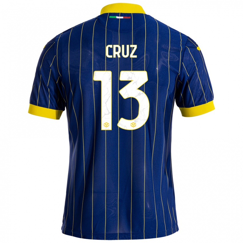 Hombre Camiseta Juan Manuel Cruz #13 Azul Amarillo 1ª Equipación 2024/25 La Camisa