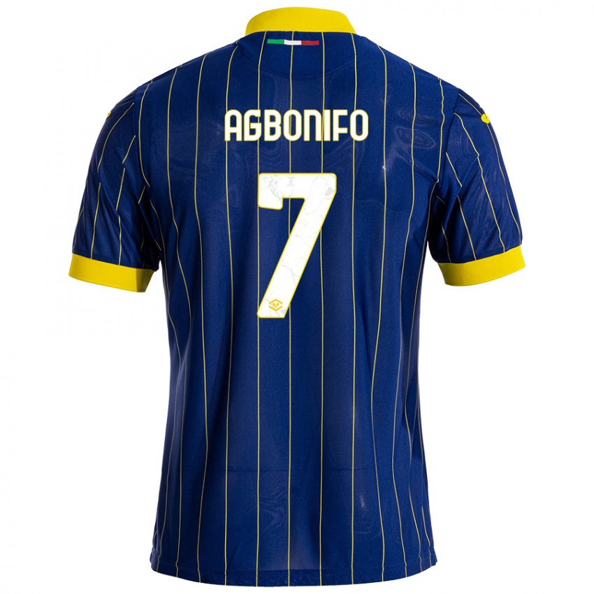 Hombre Camiseta Richi Agbonifo #7 Azul Amarillo 1ª Equipación 2024/25 La Camisa