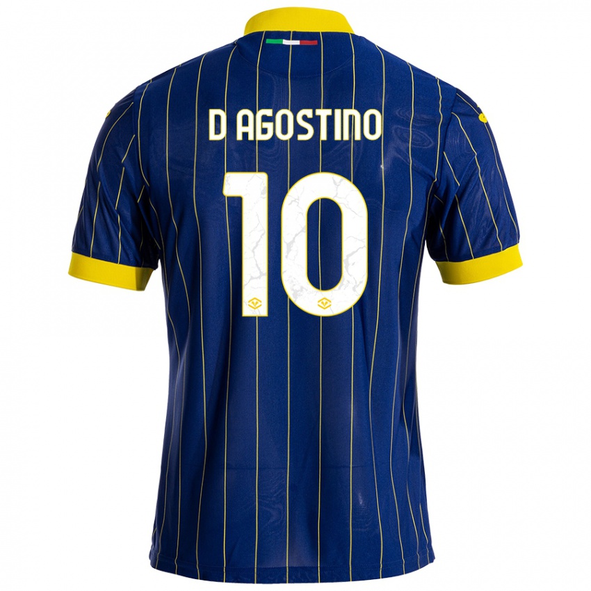 Hombre Camiseta Samuele D'agostino #10 Azul Amarillo 1ª Equipación 2024/25 La Camisa