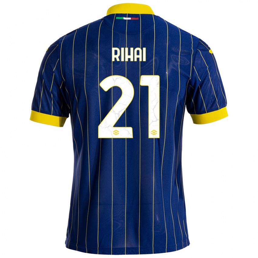 Hombre Camiseta Aiman Rihai #21 Azul Amarillo 1ª Equipación 2024/25 La Camisa