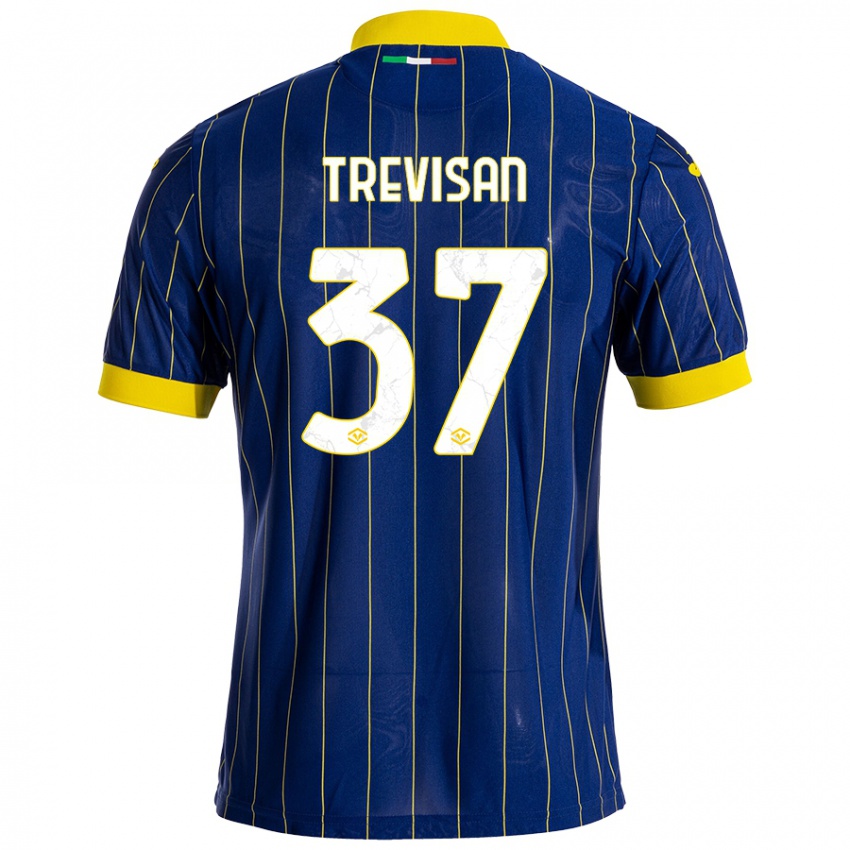 Hombre Camiseta Michael Trevisan #37 Azul Amarillo 1ª Equipación 2024/25 La Camisa