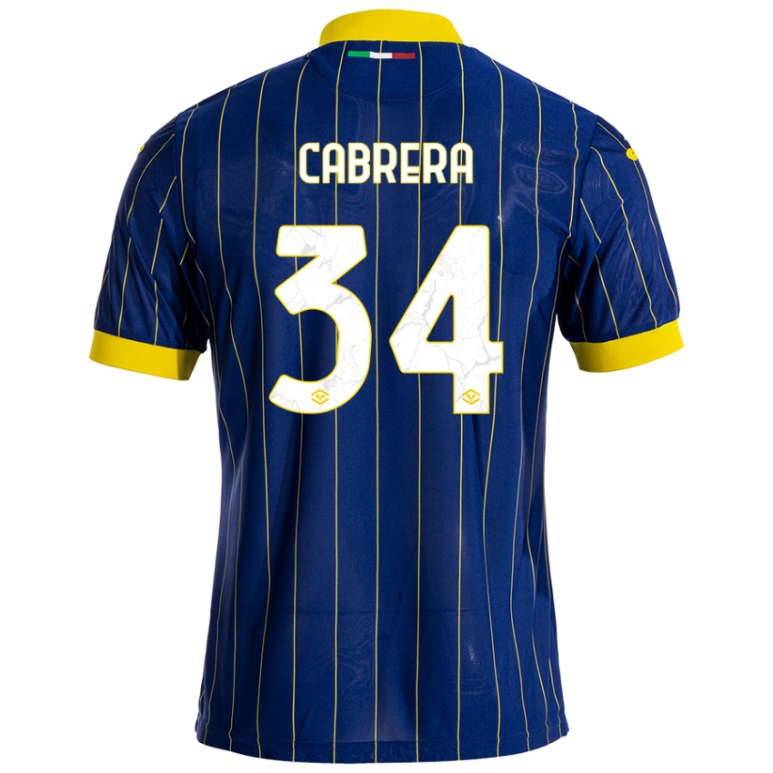 Hombre Camiseta Ilena Cabrera #34 Azul Amarillo 1ª Equipación 2024/25 La Camisa