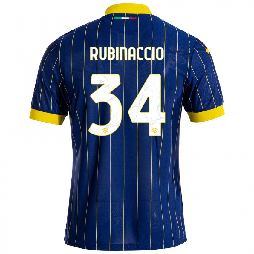 Hombre Camiseta Nikol Rubinaccio #34 Azul Amarillo 1ª Equipación 2024/25 La Camisa