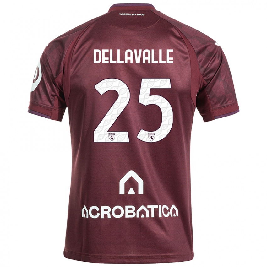 Hombre Camiseta Alessandro Dellavalle #25 Granate Blanco 1ª Equipación 2024/25 La Camisa