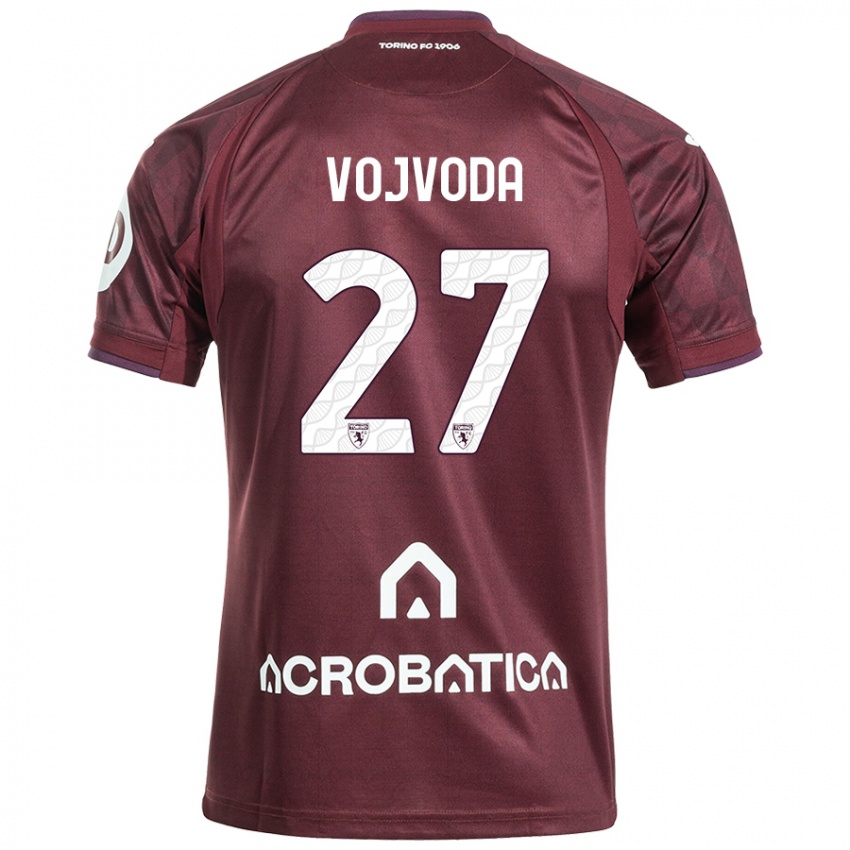 Hombre Camiseta Mërgim Vojvoda #27 Granate Blanco 1ª Equipación 2024/25 La Camisa