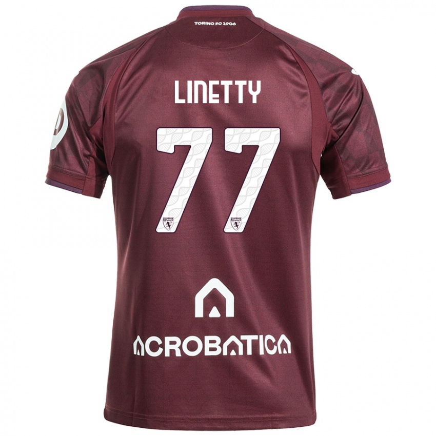 Hombre Camiseta Karol Linetty #77 Granate Blanco 1ª Equipación 2024/25 La Camisa