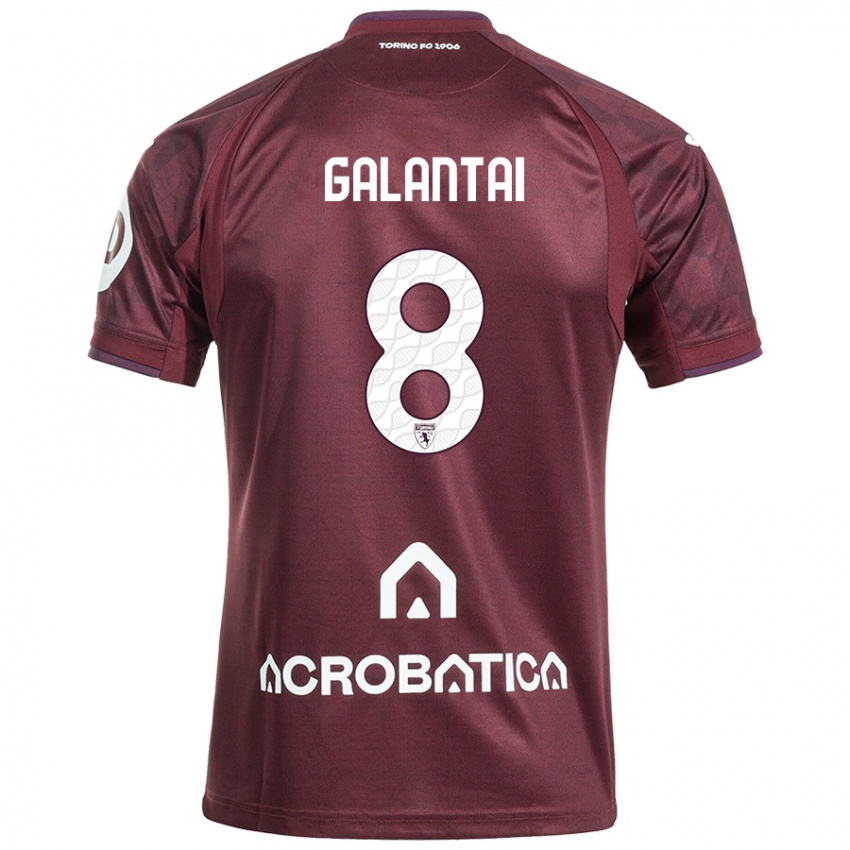 Hombre Camiseta Tamás Galántai #8 Granate Blanco 1ª Equipación 2024/25 La Camisa