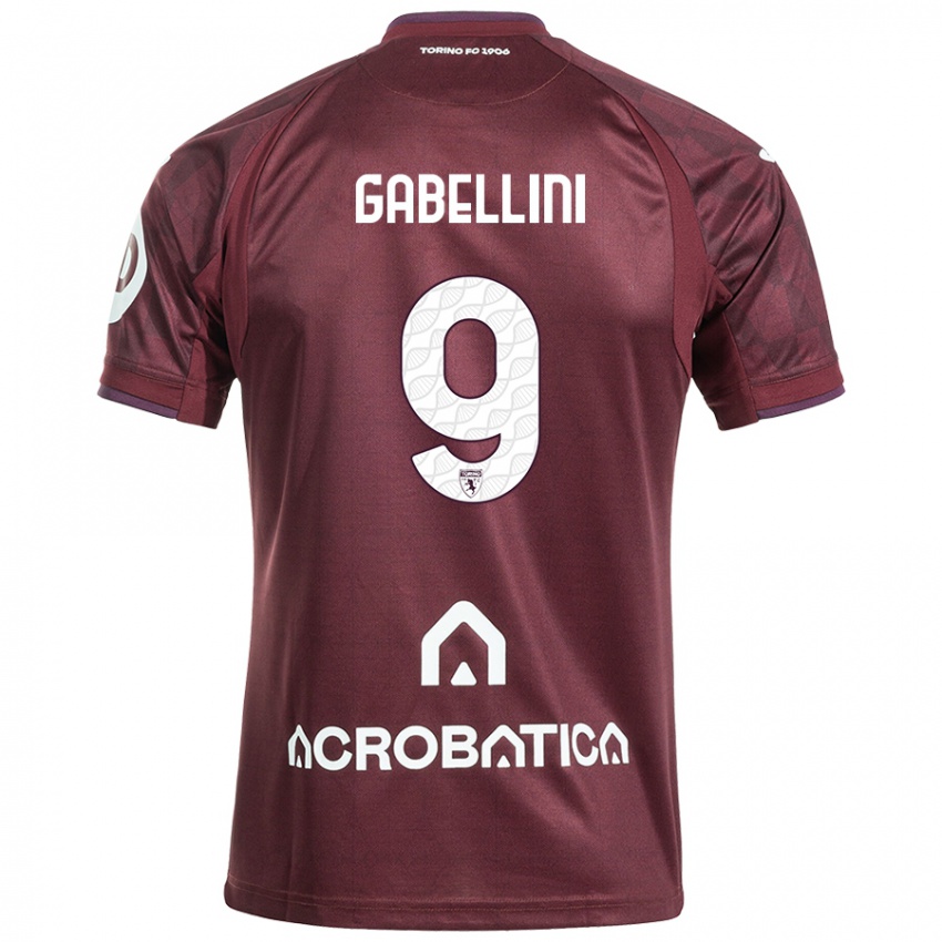 Hombre Camiseta Tommaso Gabellini #9 Granate Blanco 1ª Equipación 2024/25 La Camisa