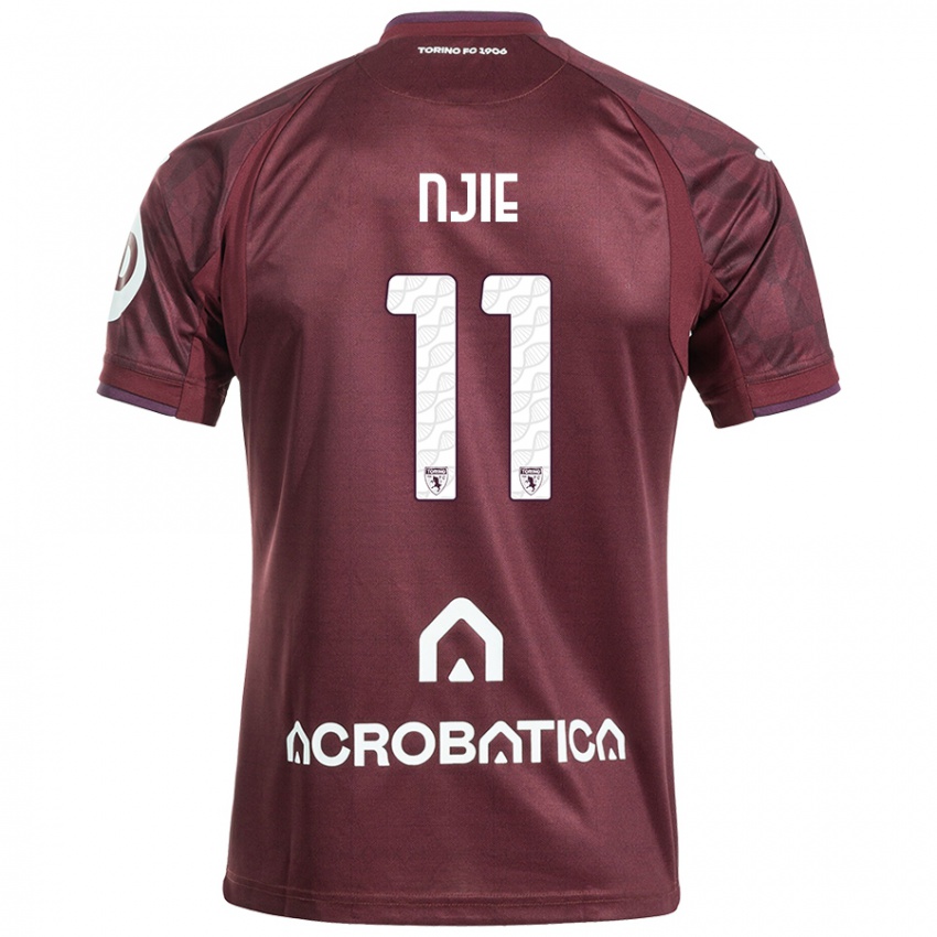 Hombre Camiseta Alieu Njie #11 Granate Blanco 1ª Equipación 2024/25 La Camisa