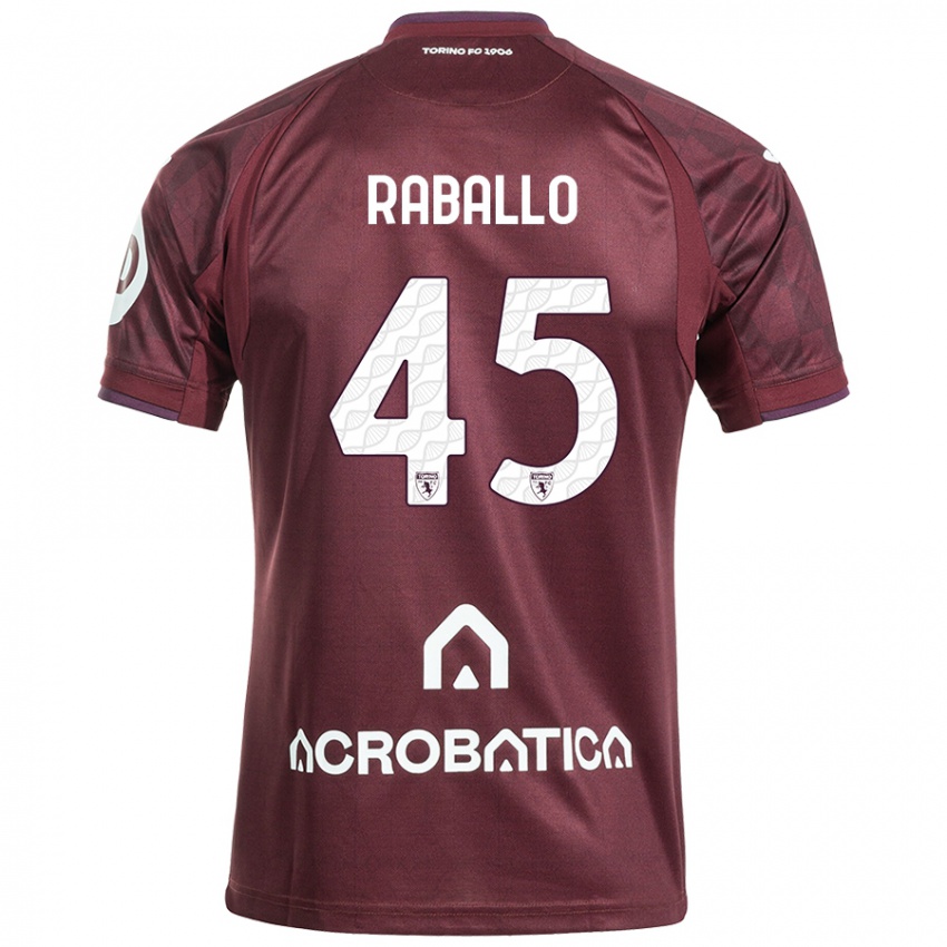 Hombre Camiseta Alessio Raballo #45 Granate Blanco 1ª Equipación 2024/25 La Camisa