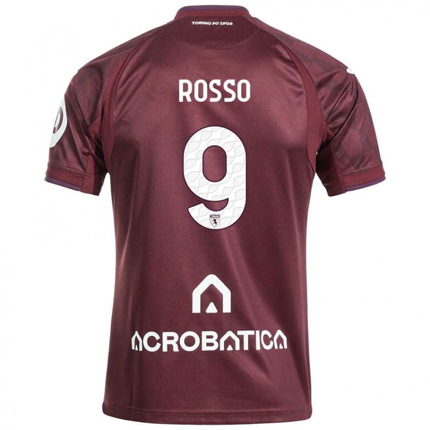 Hombre Camiseta Eleonora Rosso #9 Granate Blanco 1ª Equipación 2024/25 La Camisa