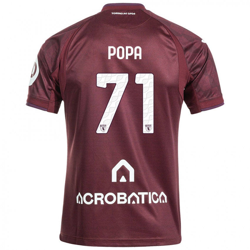 Hombre Camiseta Mihai Popa #71 Granate Blanco 1ª Equipación 2024/25 La Camisa