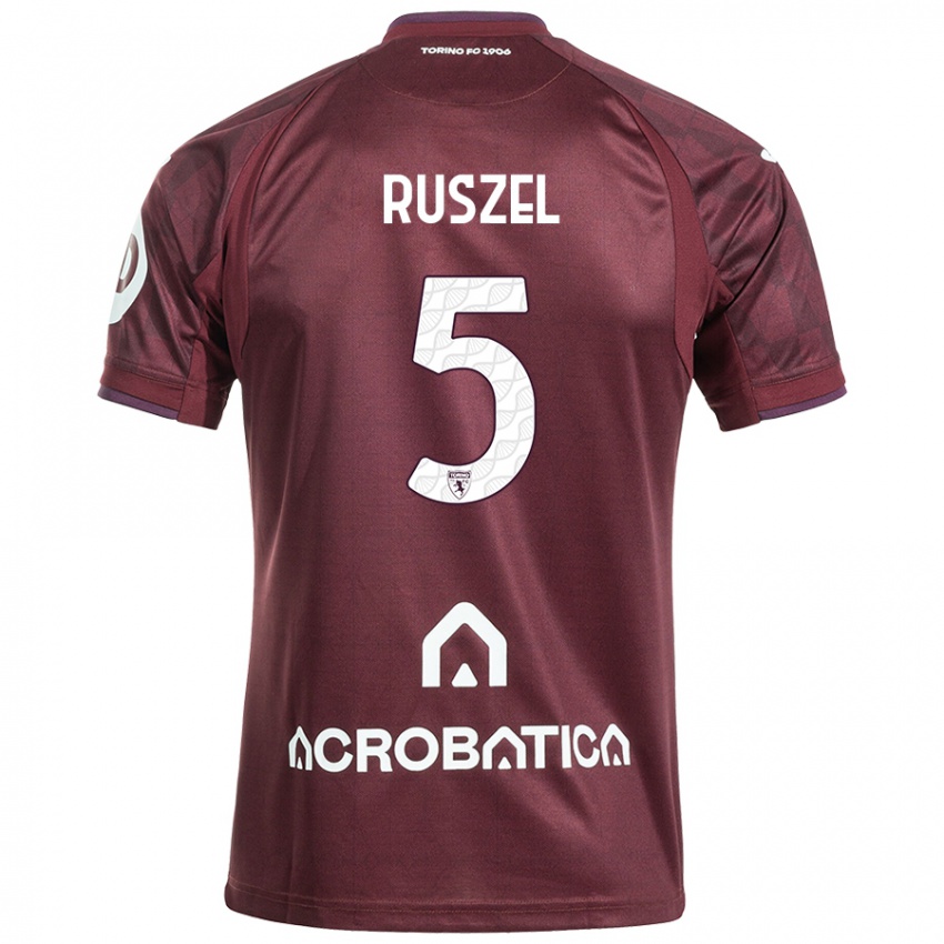 Hombre Camiseta Marcel Ruszel #5 Granate Blanco 1ª Equipación 2024/25 La Camisa