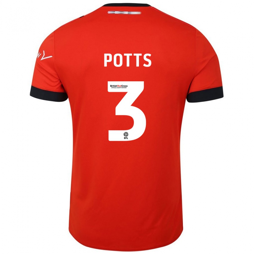 Hombre Camiseta Dan Potts #3 Naranja Negro 1ª Equipación 2024/25 La Camisa