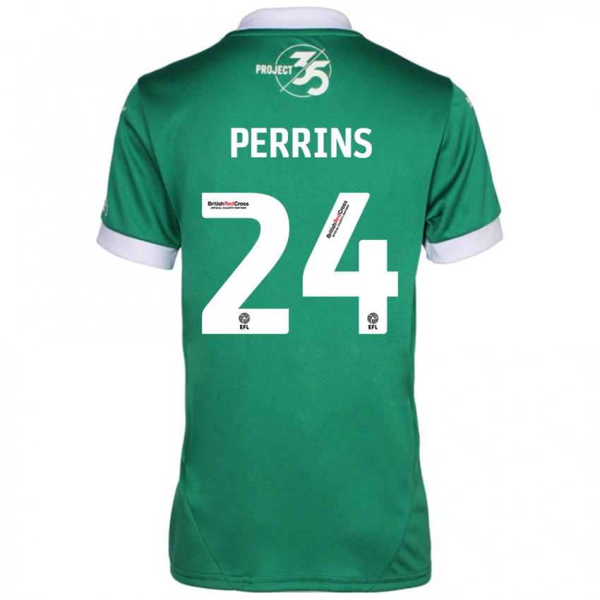 Hombre Camiseta Grace Perrins #24 Verde Blanco 1ª Equipación 2024/25 La Camisa