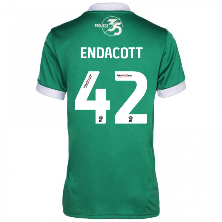 Hombre Camiseta Jack Endacott #42 Verde Blanco 1ª Equipación 2024/25 La Camisa