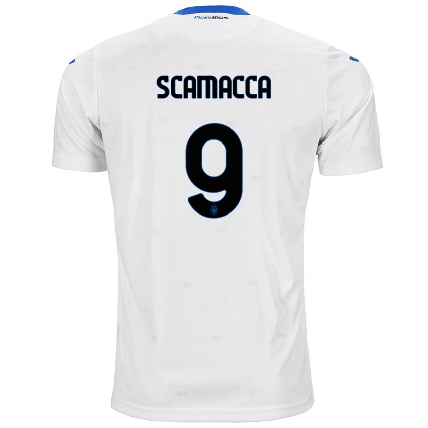 Hombre Camiseta Gianluca Scamacca #9 Blanco 2ª Equipación 2024/25 La Camisa