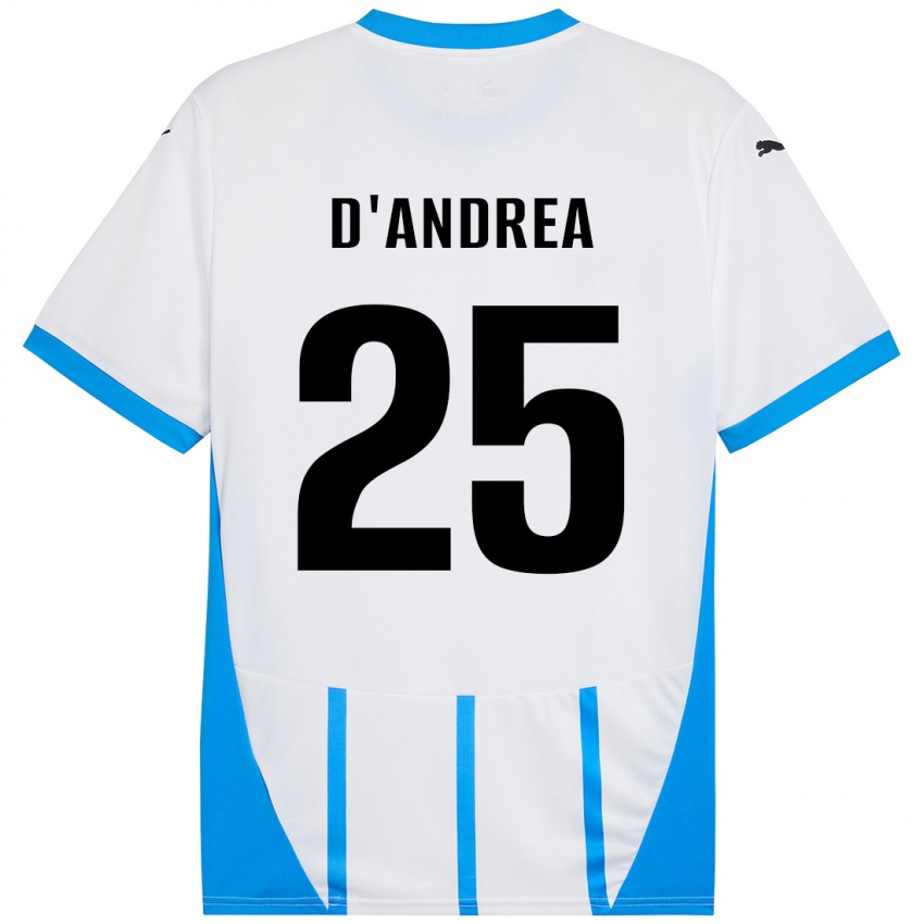 Hombre Camiseta Luca D'andrea #25 Blanco Azul 2ª Equipación 2024/25 La Camisa