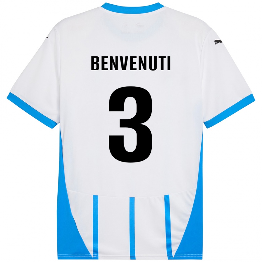 Hombre Camiseta Tommaso Benvenuti #3 Blanco Azul 2ª Equipación 2024/25 La Camisa