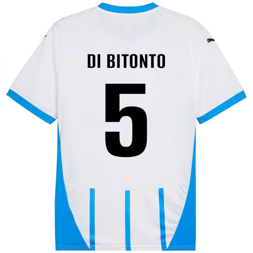 Hombre Camiseta Alessandro Di Bitonto #5 Blanco Azul 2ª Equipación 2024/25 La Camisa