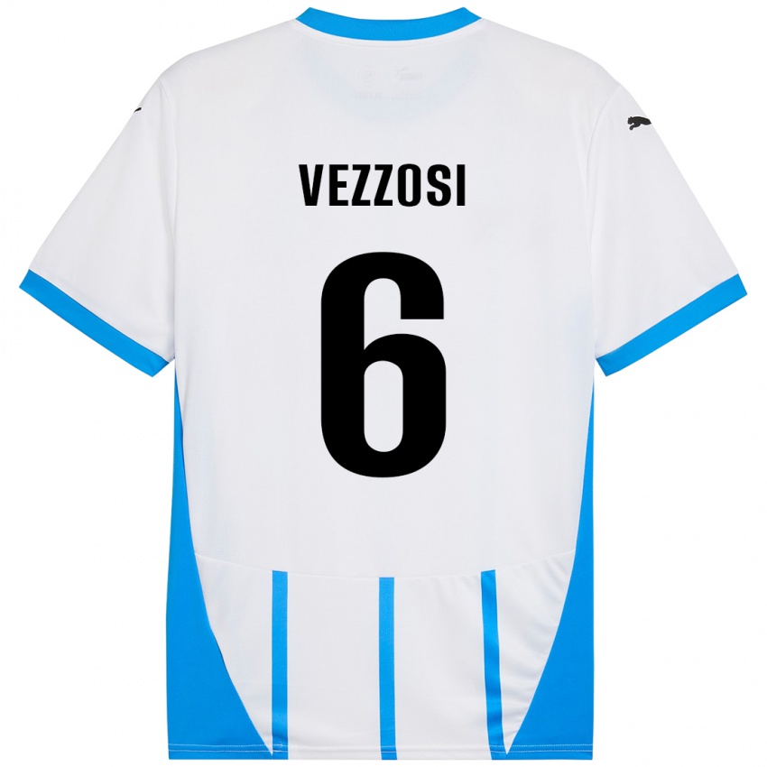 Hombre Camiseta Giorgio Vezzosi #6 Blanco Azul 2ª Equipación 2024/25 La Camisa