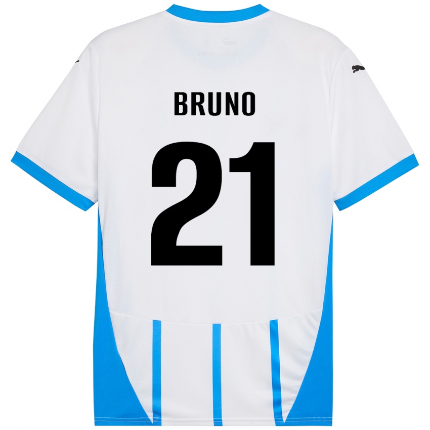 Hombre Camiseta Kevin Bruno #21 Blanco Azul 2ª Equipación 2024/25 La Camisa