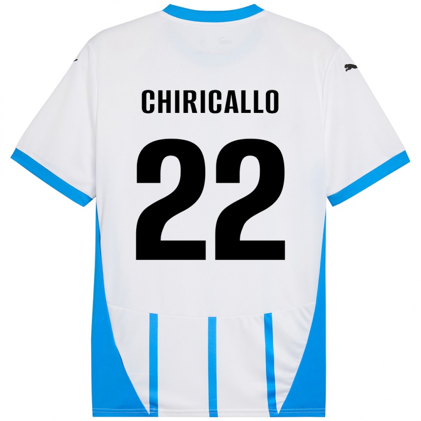 Hombre Camiseta Giovanni Chiricallo #22 Blanco Azul 2ª Equipación 2024/25 La Camisa