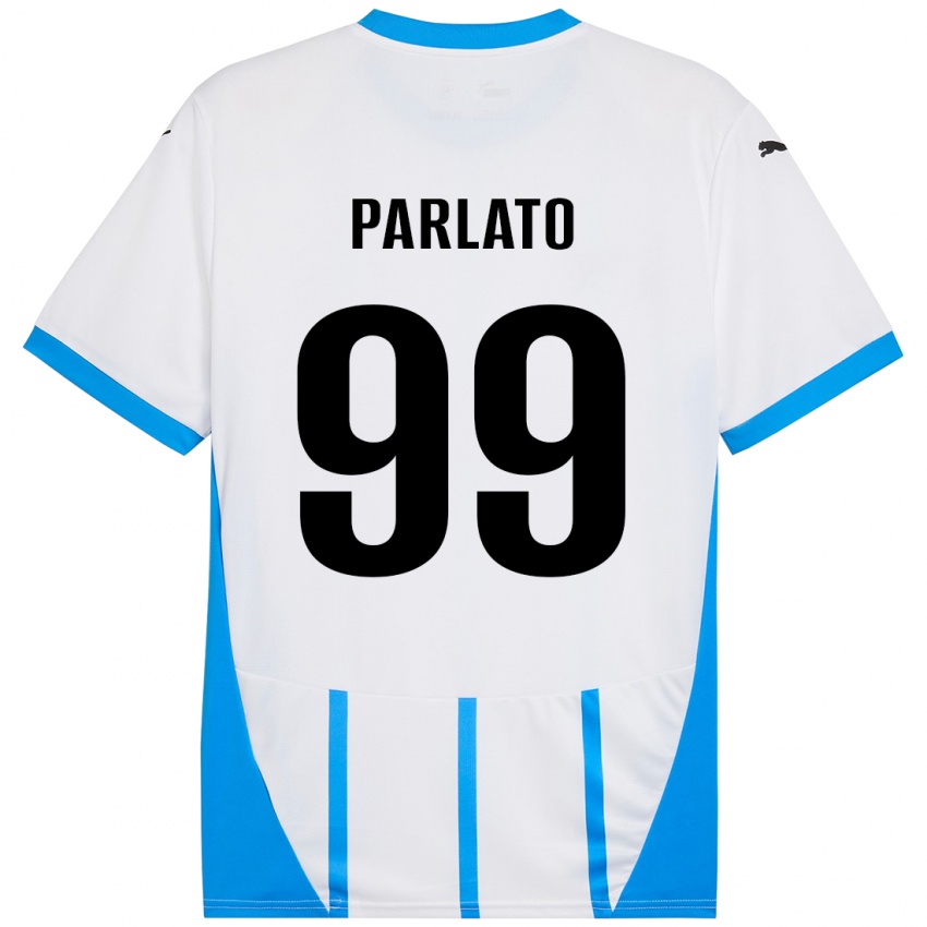 Hombre Camiseta Claudio Parlato #99 Blanco Azul 2ª Equipación 2024/25 La Camisa