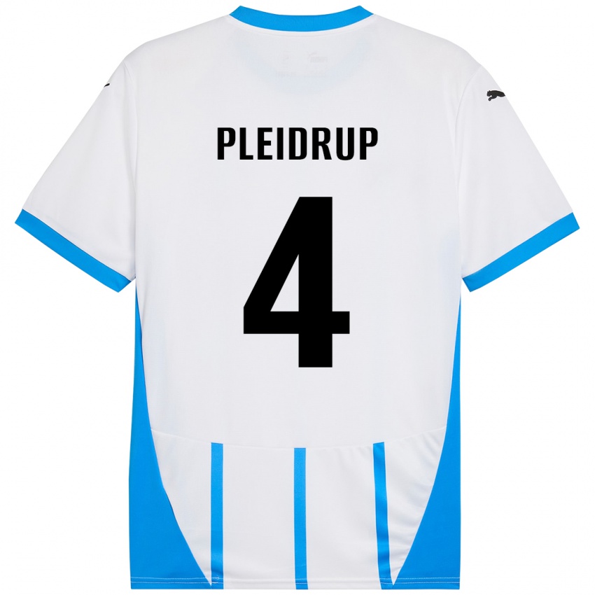 Hombre Camiseta Caroline Pleidrup #4 Blanco Azul 2ª Equipación 2024/25 La Camisa