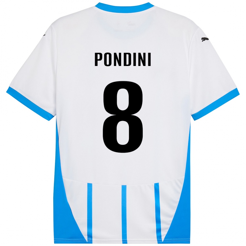 Hombre Camiseta Giada Pondini #8 Blanco Azul 2ª Equipación 2024/25 La Camisa