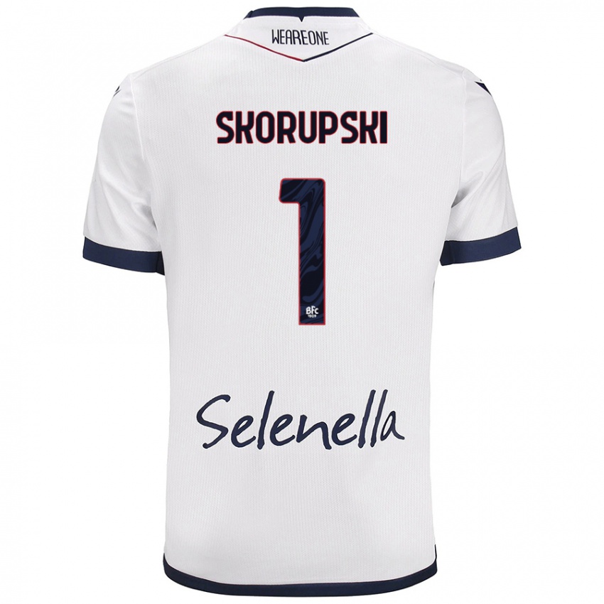 Hombre Camiseta Lukasz Skorupski #1 Blanco Azul Real 2ª Equipación 2024/25 La Camisa