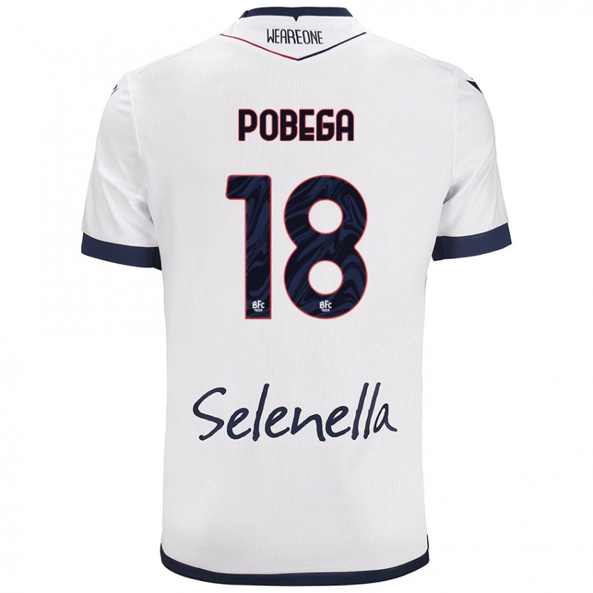 Hombre Camiseta Tommaso Pobega #18 Blanco Azul Real 2ª Equipación 2024/25 La Camisa