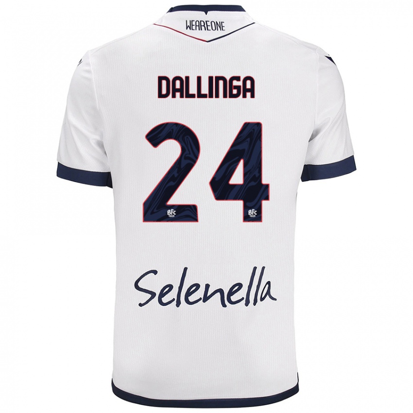 Hombre Camiseta Thijs Dallinga #24 Blanco Azul Real 2ª Equipación 2024/25 La Camisa