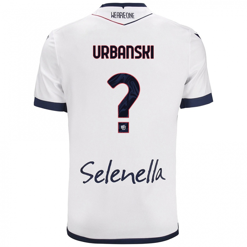 Hombre Camiseta Dominik Urbanski #0 Blanco Azul Real 2ª Equipación 2024/25 La Camisa