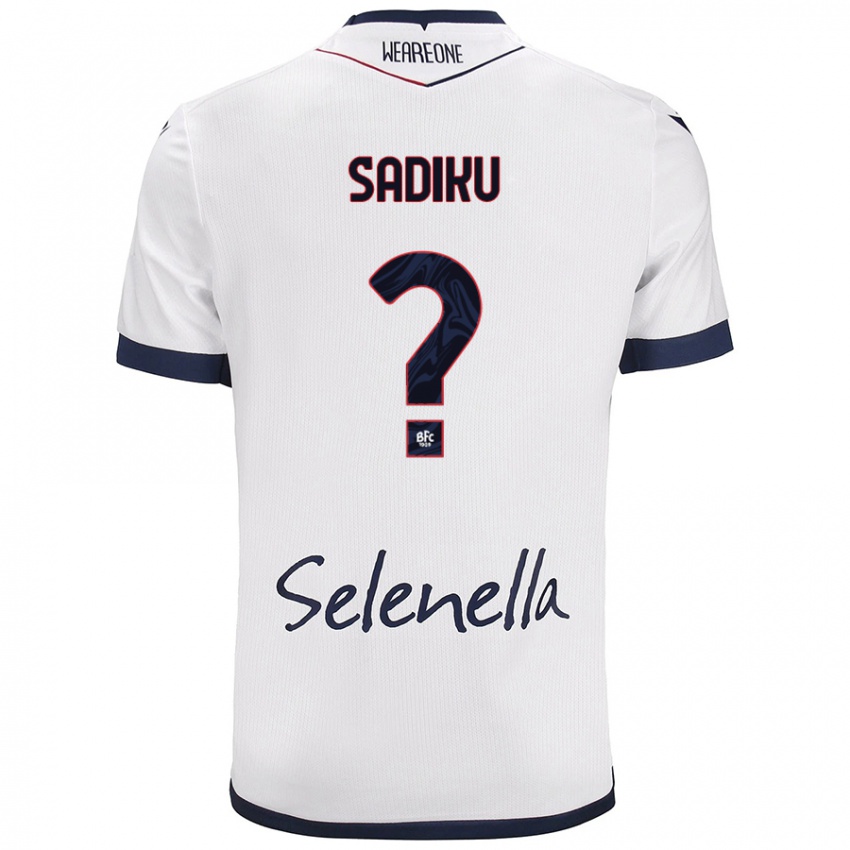 Hombre Camiseta Bamir Sadiku #0 Blanco Azul Real 2ª Equipación 2024/25 La Camisa