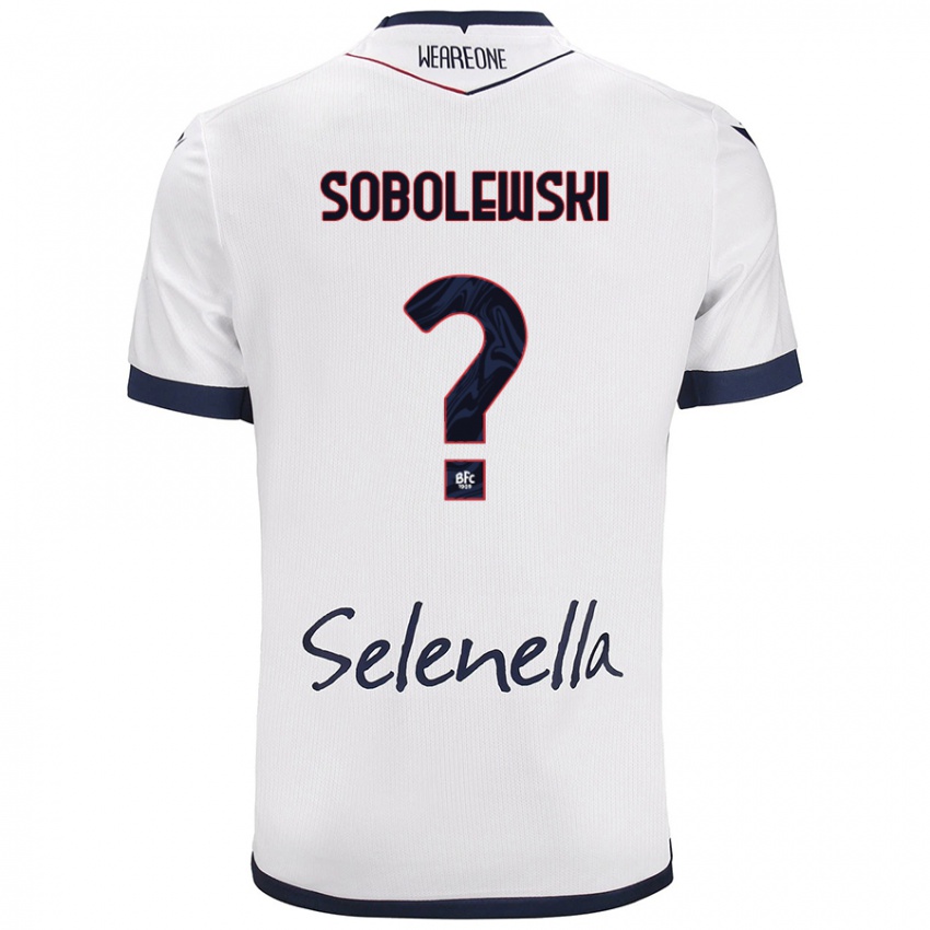 Hombre Camiseta Konrad Sobolewski #0 Blanco Azul Real 2ª Equipación 2024/25 La Camisa