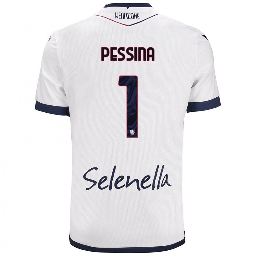 Hombre Camiseta Massimo Pessina #1 Blanco Azul Real 2ª Equipación 2024/25 La Camisa