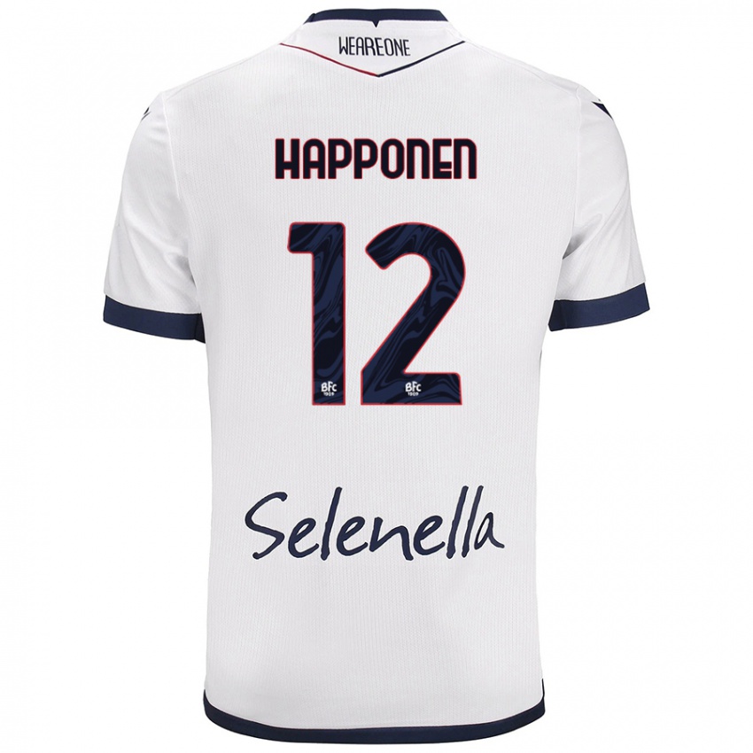 Hombre Camiseta Ukko Happonen #12 Blanco Azul Real 2ª Equipación 2024/25 La Camisa