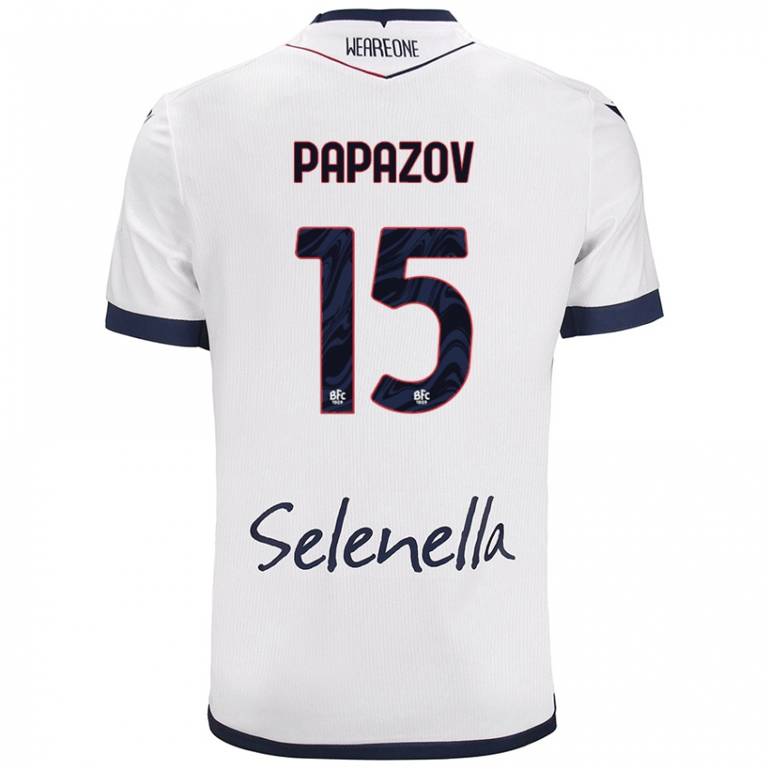 Hombre Camiseta Dimitar Papazov #15 Blanco Azul Real 2ª Equipación 2024/25 La Camisa