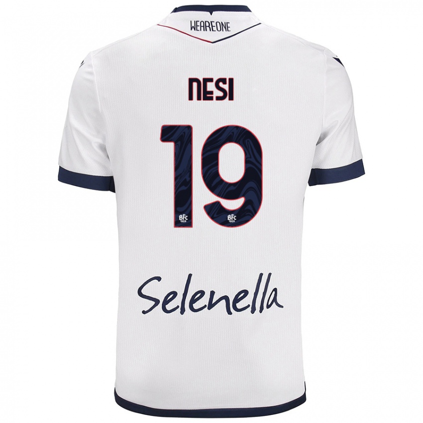 Hombre Camiseta Luca Nesi #19 Blanco Azul Real 2ª Equipación 2024/25 La Camisa