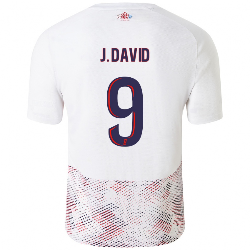 Hombre Camiseta Jonathan David #9 Blanco Azul Real 2ª Equipación 2024/25 La Camisa