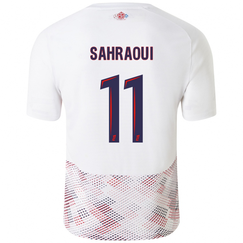 Hombre Camiseta Osame Sahraoui #11 Blanco Azul Real 2ª Equipación 2024/25 La Camisa