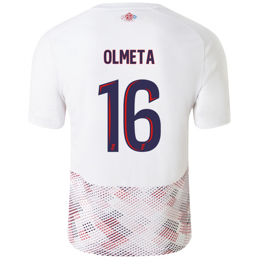 Hombre Camiseta Lisandru Olmeta #16 Blanco Azul Real 2ª Equipación 2024/25 La Camisa