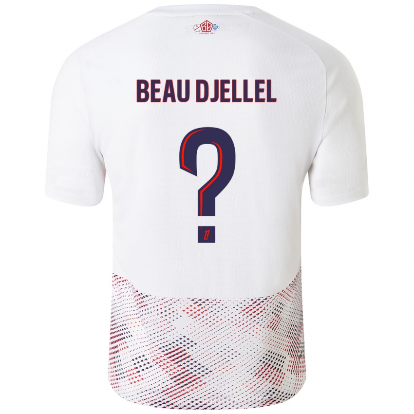 Hombre Camiseta Yanis Beau Djellel #0 Blanco Azul Real 2ª Equipación 2024/25 La Camisa