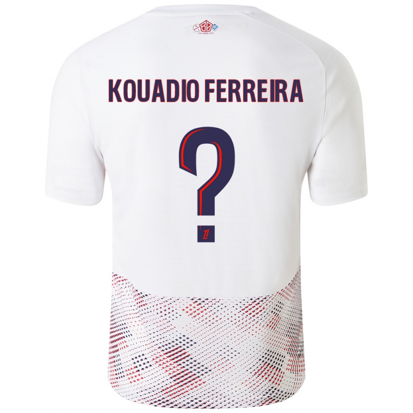 Hombre Camiseta Wilfrid Kouadio Ferreira #0 Blanco Azul Real 2ª Equipación 2024/25 La Camisa